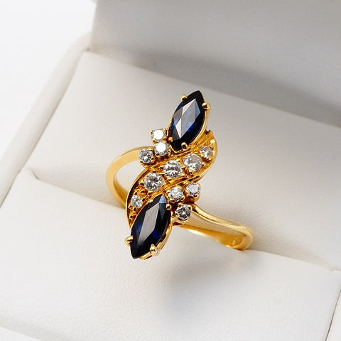 Sapphire and Diamond 18K Yellow Gold Ring