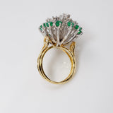 Custom Made Emerald and Diamond Cocktail Ring Side View