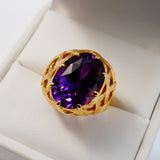 Imitation Alexandrite 18k Yellow Gold Ring