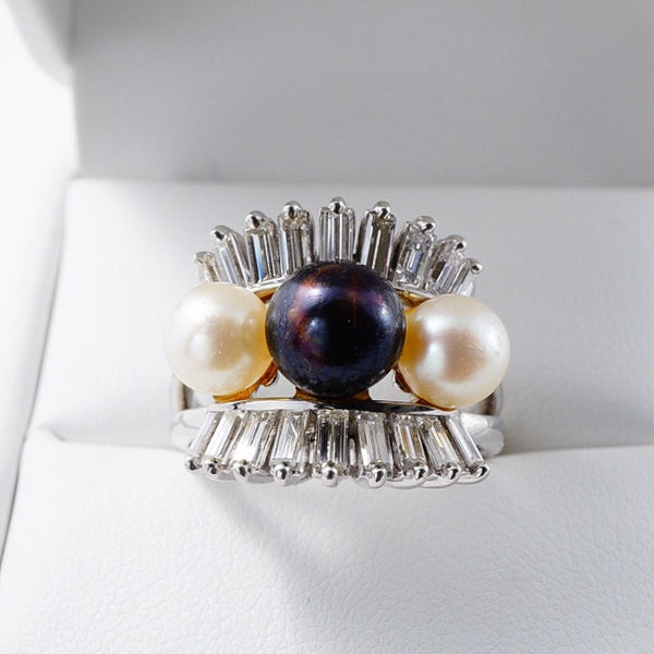 Diamond and Pearl Platinum Ring