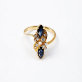 Sapphire and Diamond 18K Yellow Gold Ring