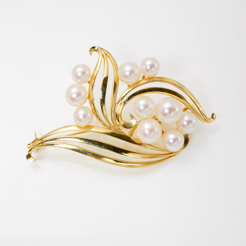 Genuine Cultured Pearl 14Kt Yellow Gold Brooch/Pin