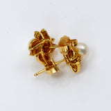 Genuine Pearl Diamond 14Kt Yellow Gold Earrings