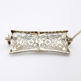 Art Nouveau 14Kt White Gold Platinum Diamond Brooch Reverse Side Pin  Good Working Order