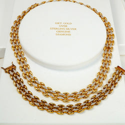 18K Gold Over Sterling Diamond Necklace Bracelet Set