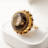 Round Smoky Topaz 14 K Gold ring with rose gold tint