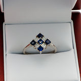 Diamond and sapphire 14k white gold ring