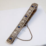 Antique Sapphire Diamond 14K White Gold Bracelet