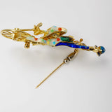 Clown On Unicycle 14Kt Yellow Gold Enamel Brooch Side View