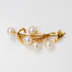 Genuine Cultured Pearl 14Kt Yellow Gold Brooch