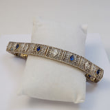 Antique Sapphire Diamond 14K White Gold Bracelet