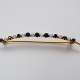 Crescent Art Deco 14Kt Pearl and Sapphire Brooch
