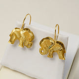 Etched Elephant 14K Yellow Gold Earrings