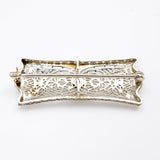 Art Nouveau 14Kt White Gold Platinum Diamond Brooch Reverse side