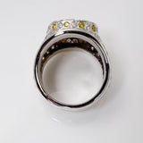 Men’s 14Kt  White and Yellow Gold Diamond Lion  Ring Side View