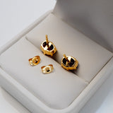 Oval Garnet 14K Yellow Gold Stud Earrings 