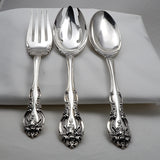 Gorham La Scala Sterling Silver Flatware Meat Fork, Vegtable Spoon, Serving Spoon