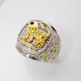Men’s 14Kt  White and Yellow Gold Diamond Lion  Ring