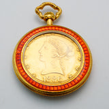 Custom 1886 US $10 Gold coin in 18k gold Antique Pocket Watch 