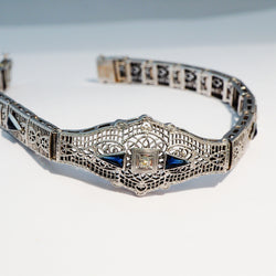 14k White Gold Diamond and sapphire bracelet 7 1/2”